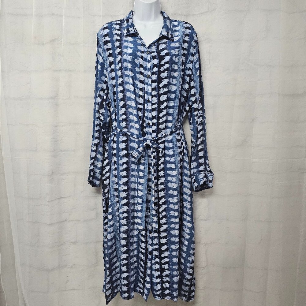 Time and Tru Shirt Dress Grunge Belted Maxi Casual Boho Indie 2XL - Picture 2 of 12